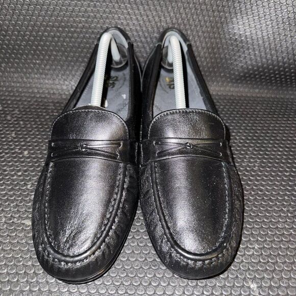SAS Easier Slip On Black Leather Wedge Comfort Penny Loafers Womens Size 11WW - Picture 2 of 8